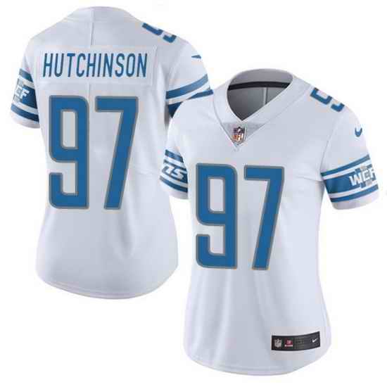 Women Detroit Lions 97 Aidan Hutchinson White Vapor Limited Stitched Football Jersey 28Run Smaller 2